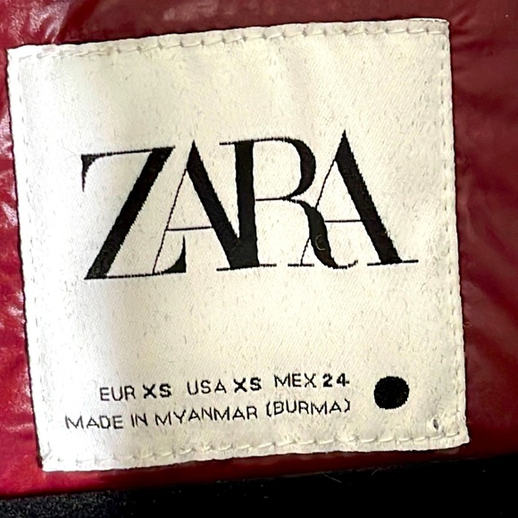 Zara Limited Edition Burgundy Water Resistant Down Puffer Jacket Coat Size XS - Picture 11 of 14
